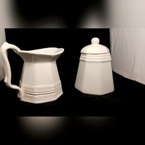 Studio Nova Chantilly White Milk Glass Cream & Sugar Set